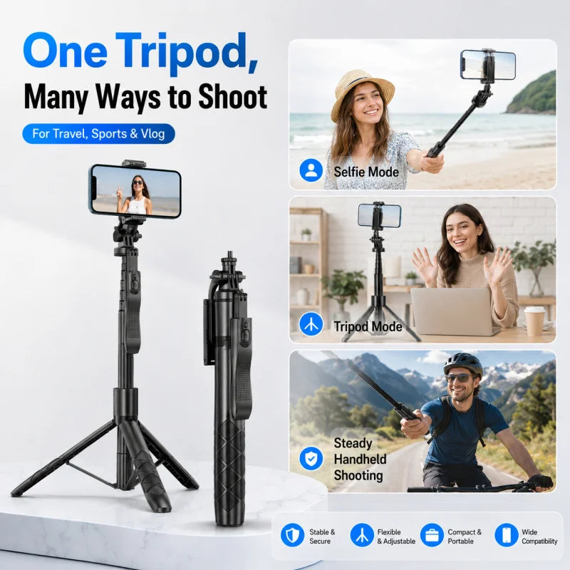 3-in-1 Selfie Stick Tripod with Bluetooth Remote