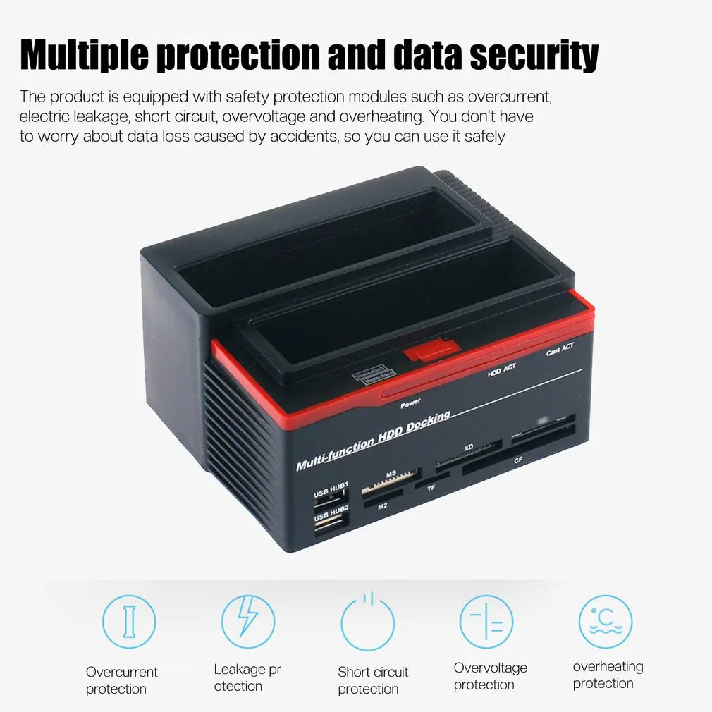 SATA/IDE Hard Drive Dock with USB Hub & Card Reader