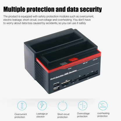 SATA/IDE Hard Drive Dock with USB Hub & Card Reader