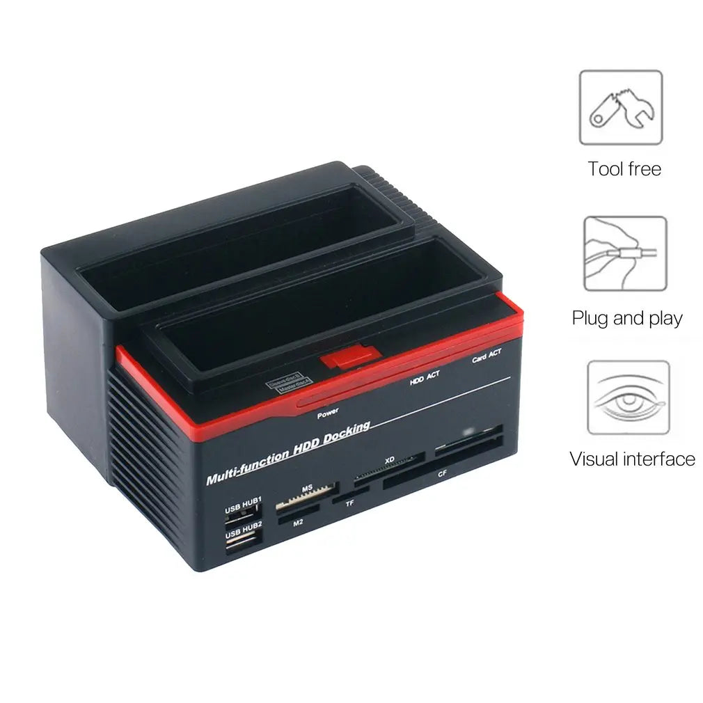 SATA/IDE Hard Drive Dock with USB Hub & Card Reader