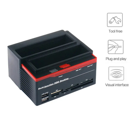 SATA/IDE Hard Drive Dock with USB Hub & Card Reader