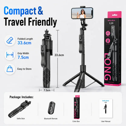 3-in-1 Selfie Stick Tripod with Bluetooth Remote